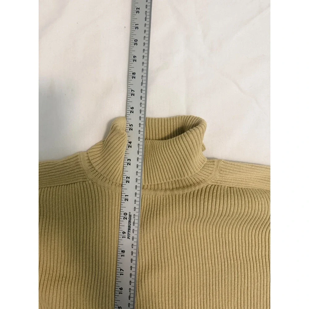 Valerie Stevens Casual Woman Mustard Yellow Cotton Ribbed Turtleneck Sweater 2X